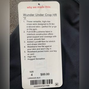 Wunder Under crop sz 4 black